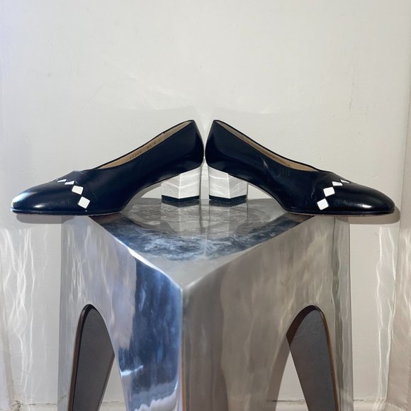 BOTTEGA VENETA black and white checker diamond leather pumps - Picture 4 of 8